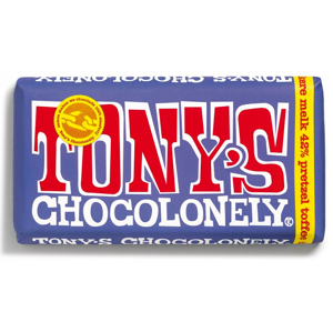 Tony’s Chocolonely Mléčná tmavá čokoláda, preclíky a karamel 180 g expirace