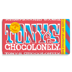 Tony’s Chocolonely Mléčná čokoláda dortové sušenky a karamelové kousky 180 g