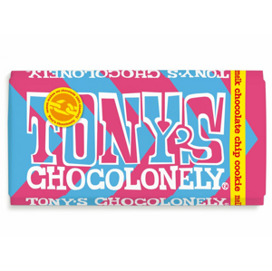 Tony’s Chocolonely – mléčná čokoláda, cookies, 180 g expirace