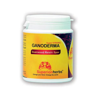 SUPERIONHERBS Ganoderma, Duanwood Red Reishi, 100% Spórový prášek 90 kapslí - expirace