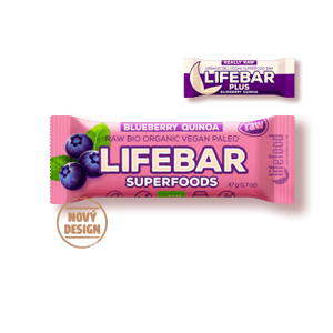 Lifefood Lifebar Superfoods Borůvková s quinoou BIO RAW 47 g - expirace