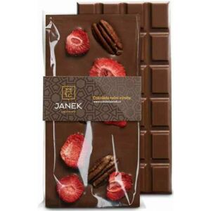 Čokoládovna Janek Hořká čokoláda s pekany a lyofilizovanými jahodami 95 g