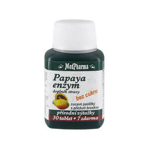 MedPharma Papaya enzym – cucavé pastilky bez cukru 37 tablet