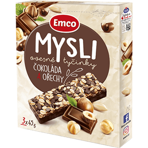 Emco Mysli Ovesná tyčinka - Čokoláda a ořechy 3 x 45 g