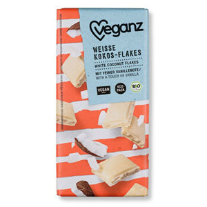 Veganz Bílá čokoláda s kokosovými lupínky BIO 80 g
