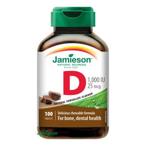 Jamieson Vitamín D3 1000 IU tablety na cucání s příchutí čokolády 100 tablet